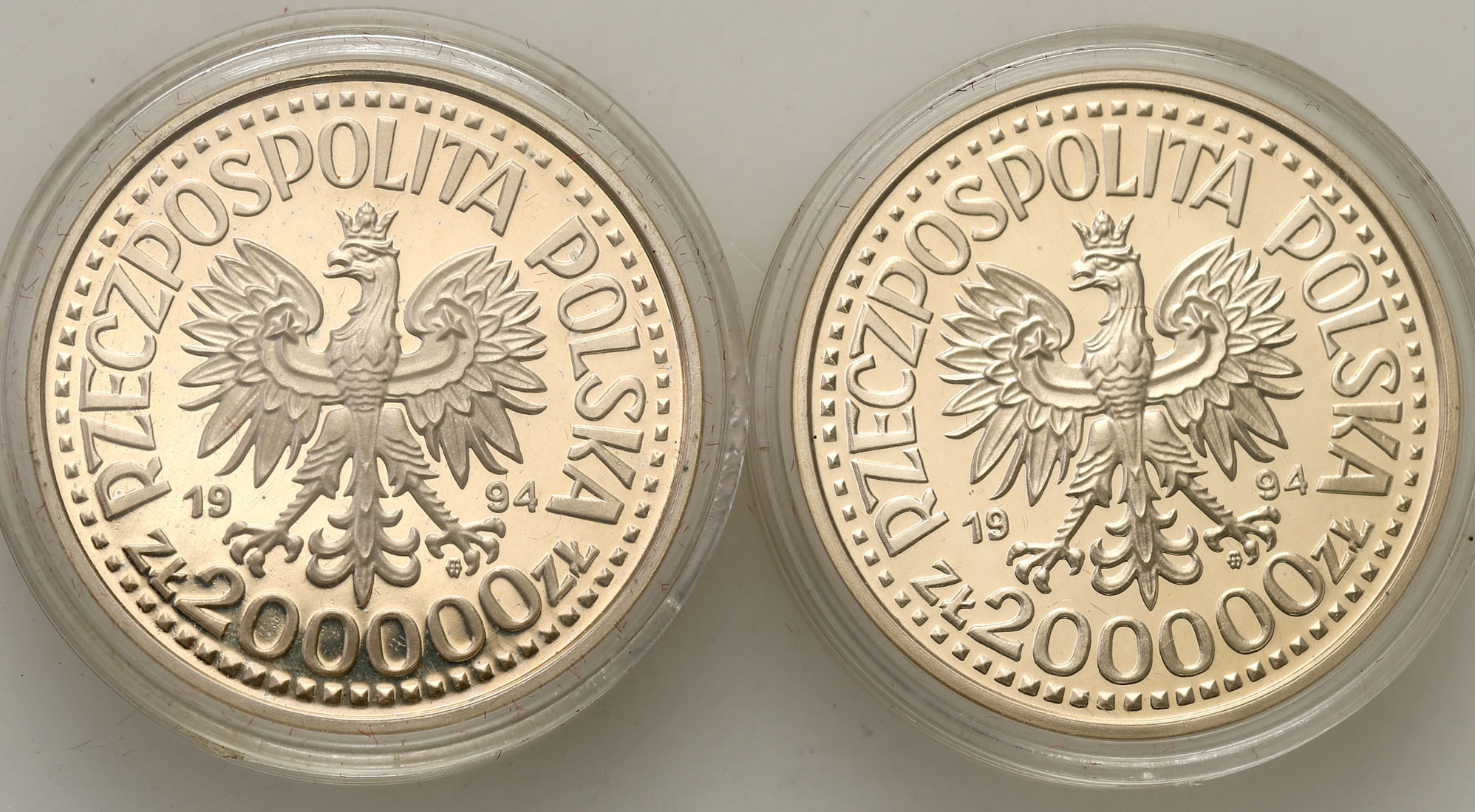 III RP. Zestaw 200.000 złotych 1994 Zygmunt I Stary popiersie + półpostać